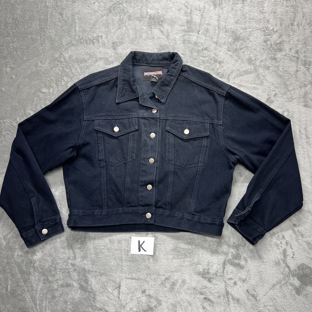 Vintage MOXNIX Black Denim Jean Jacket  Made in USA 100% Cotton Size XXL